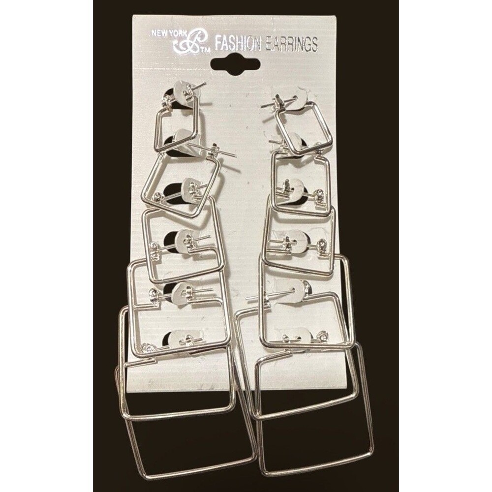 Silver Tone Hoop Earrings Set of 6 Fashion Jewelry